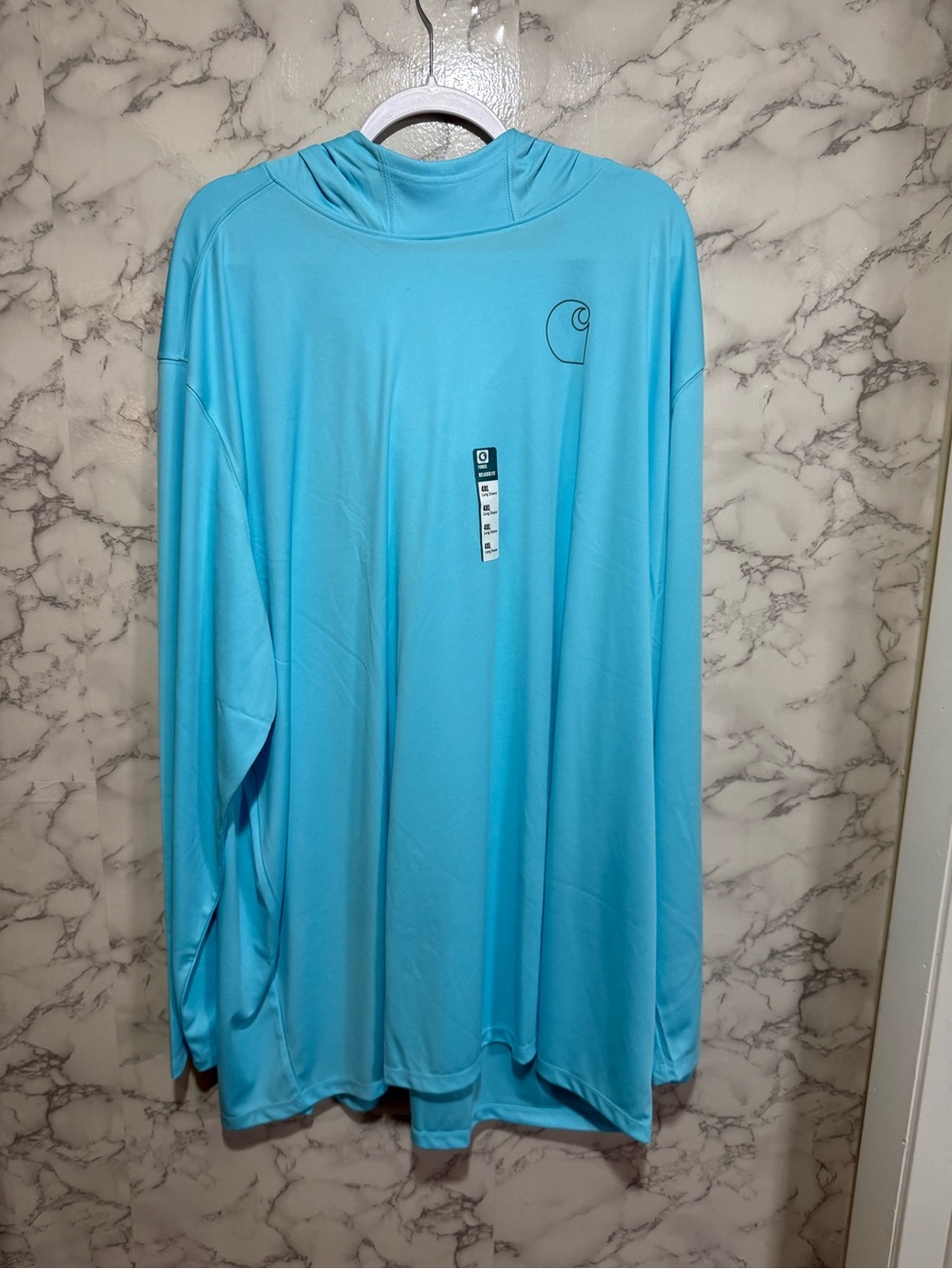NEW Carhartt Men's Long-Sleeve Hooded Performance Shirt - Light Blue 4XL